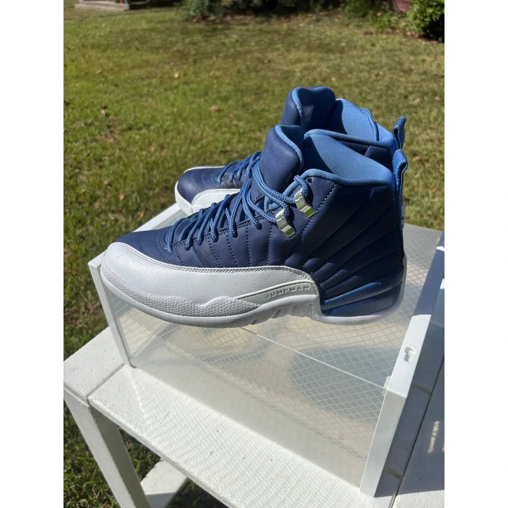 Jordan 12 Retro Indigo Stone Blue White Mens Size 8 130690-404 Basketball shoes